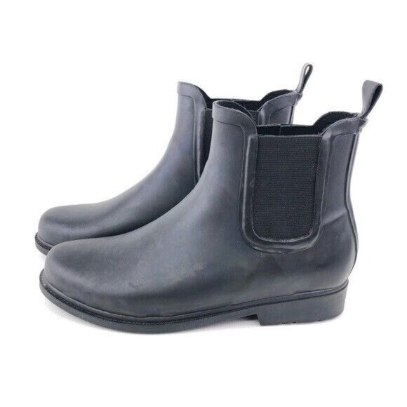 J.Crew Black Rubber Chelsea Rain Ankle Boots 8 - Picture 2 of 11